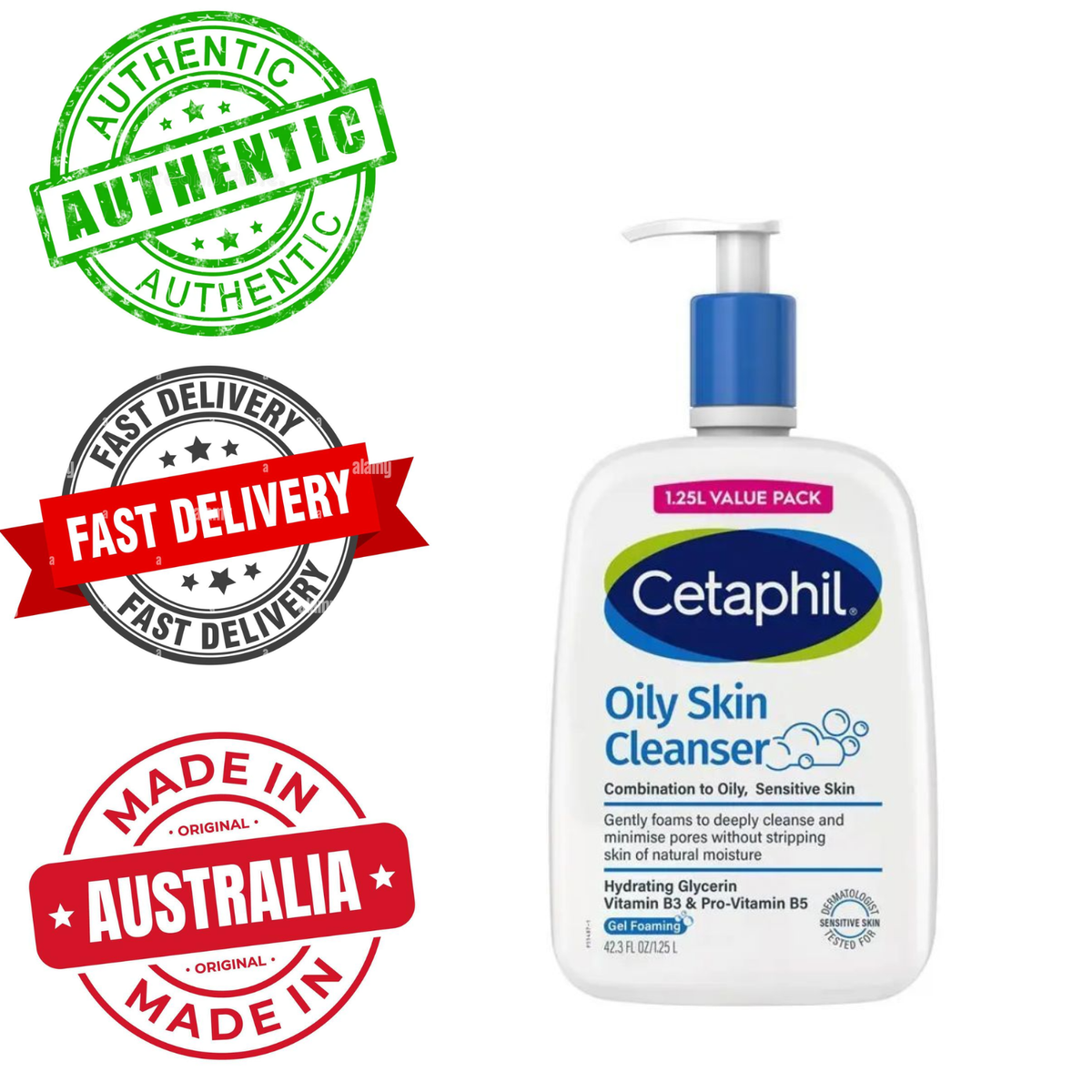 Cetaphil 1.25L Oily Skin Cleanser Facial Wash for Combination Oily Sensitive Skin