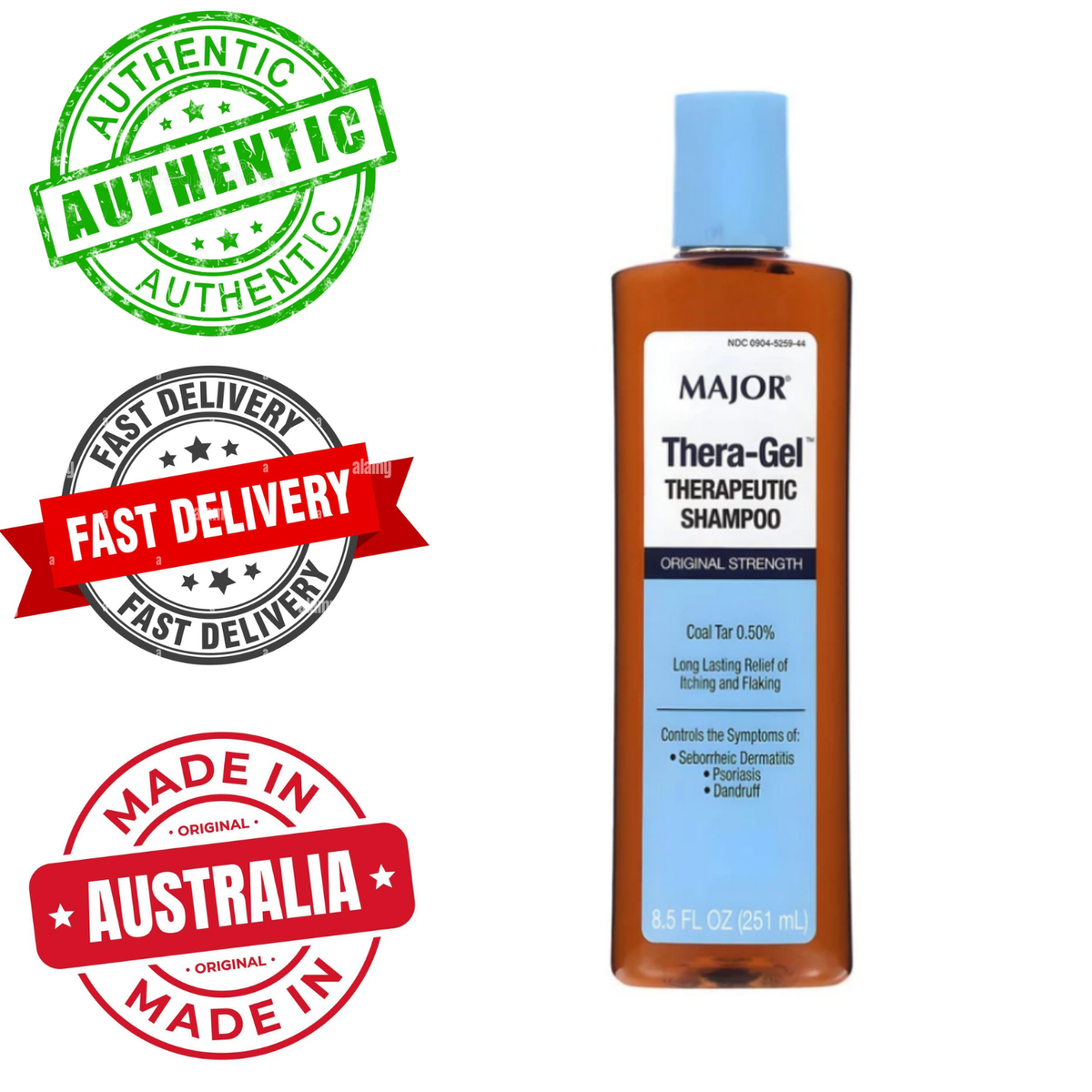Major Thera-Gel 251mL Coal Tar 0.5% Therapeutic Shampoo for Dandruff Psoriasis Itchy Flaky Scalp