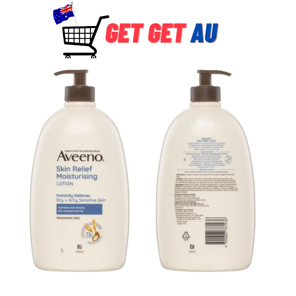 Aveeno 1L Skin Relief Fragrance-Free Moisturizing Body Lotion for Dry Itchy Sensitive Skin