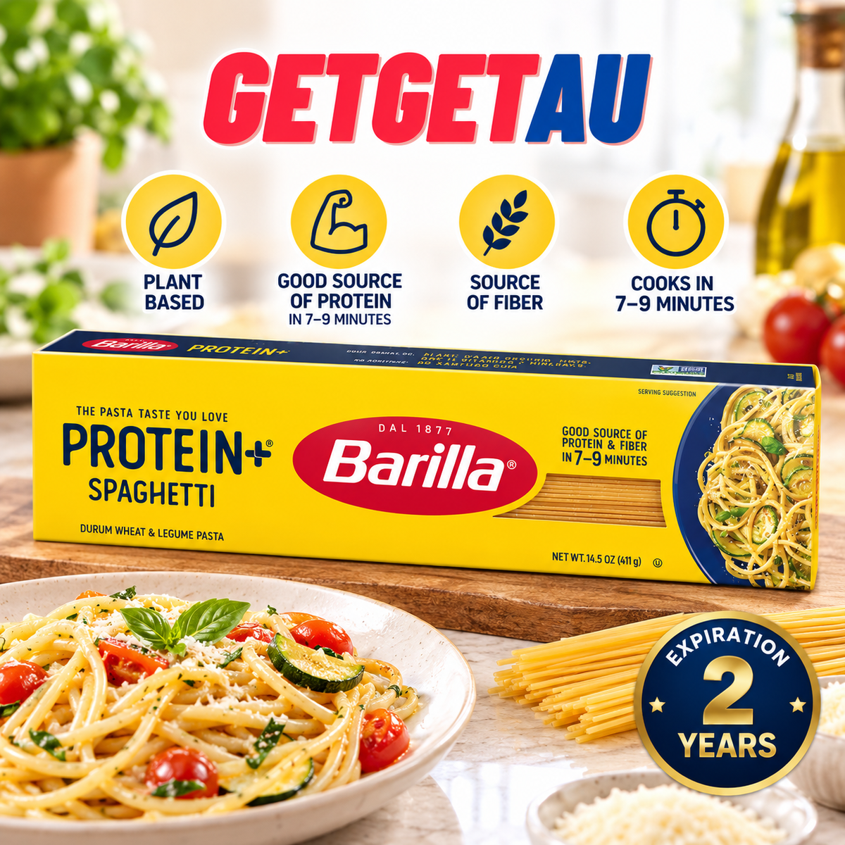 Barilla Protein+ Pasta 400g/411g Penne Rigate Fusilli Spaghetti Plant-Based Protein