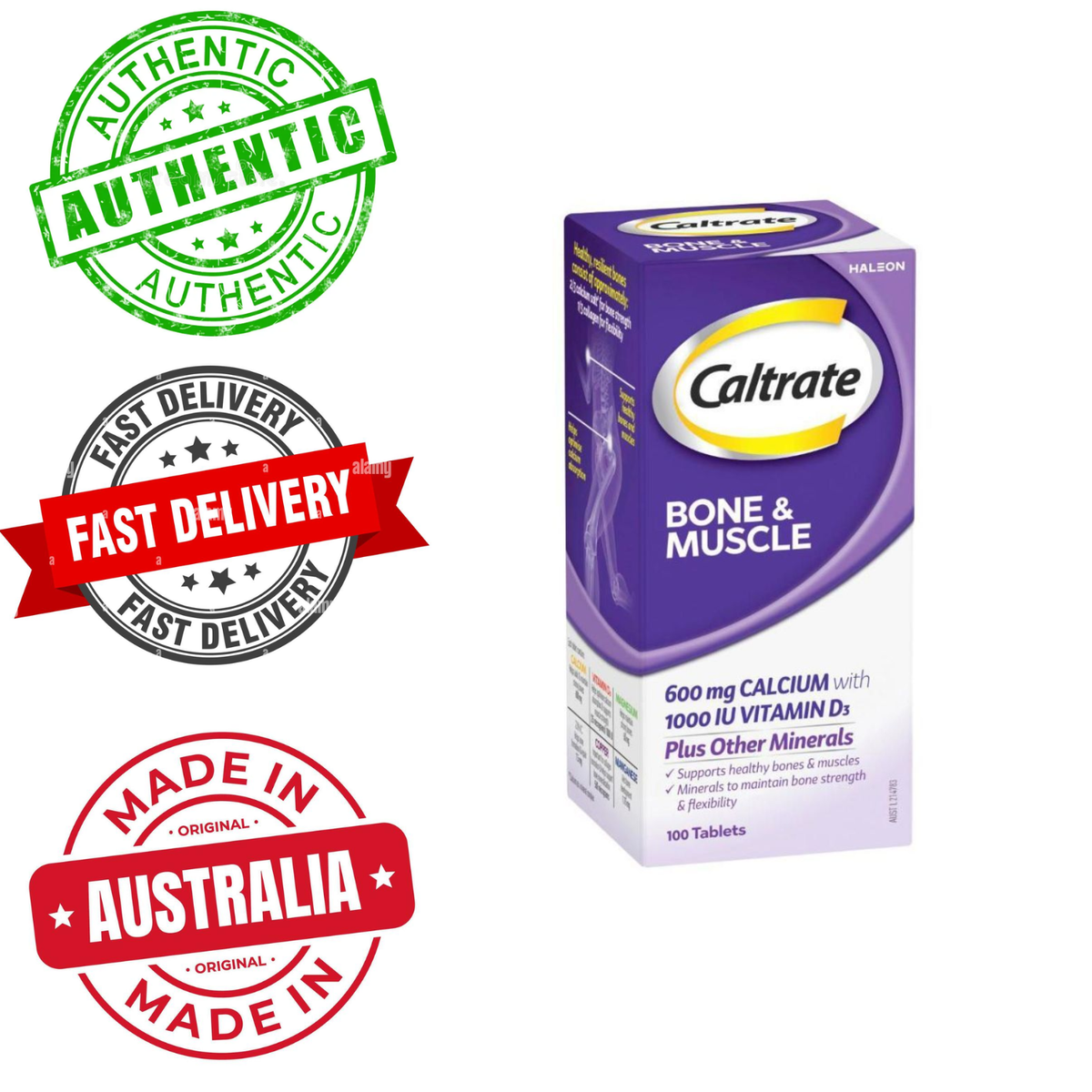 [ CALTRATE ] 100 Tablets Bone & Muscle Calcium 600mg Vitamin D3 1000IU Magnesium Zinc Supplement