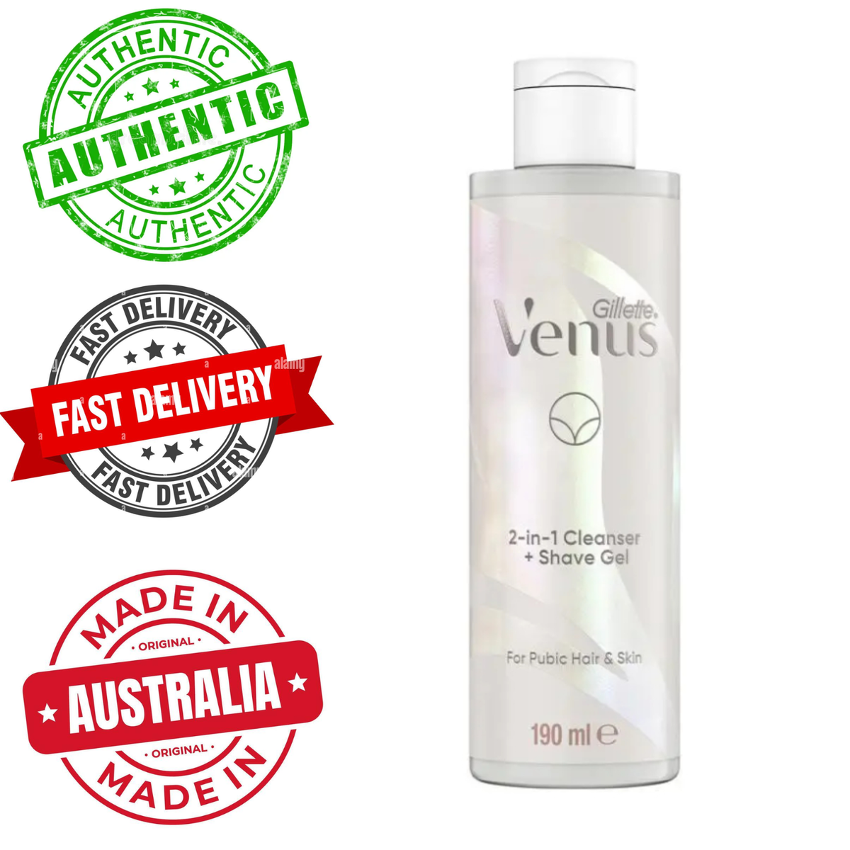 190 mL Gillette Venus 2-in-1 Cleanser + Shave Gel for Pubic Hair & Skin