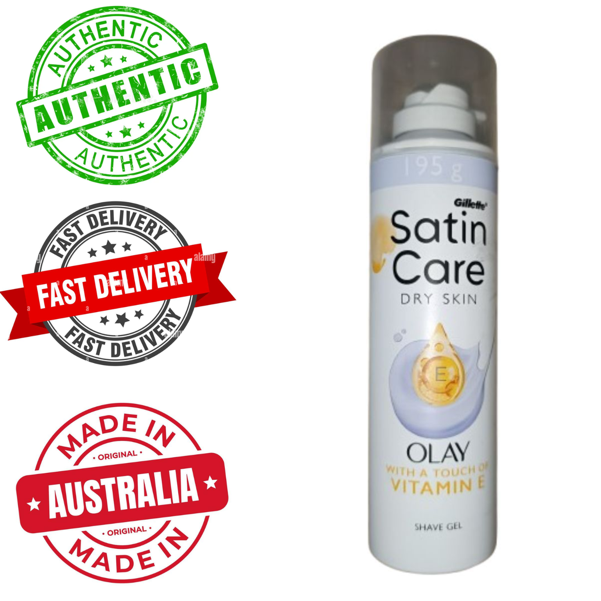 Gillette Satin Care Dry Skin Shave Gel with Olay & Vitamin E – 195 g