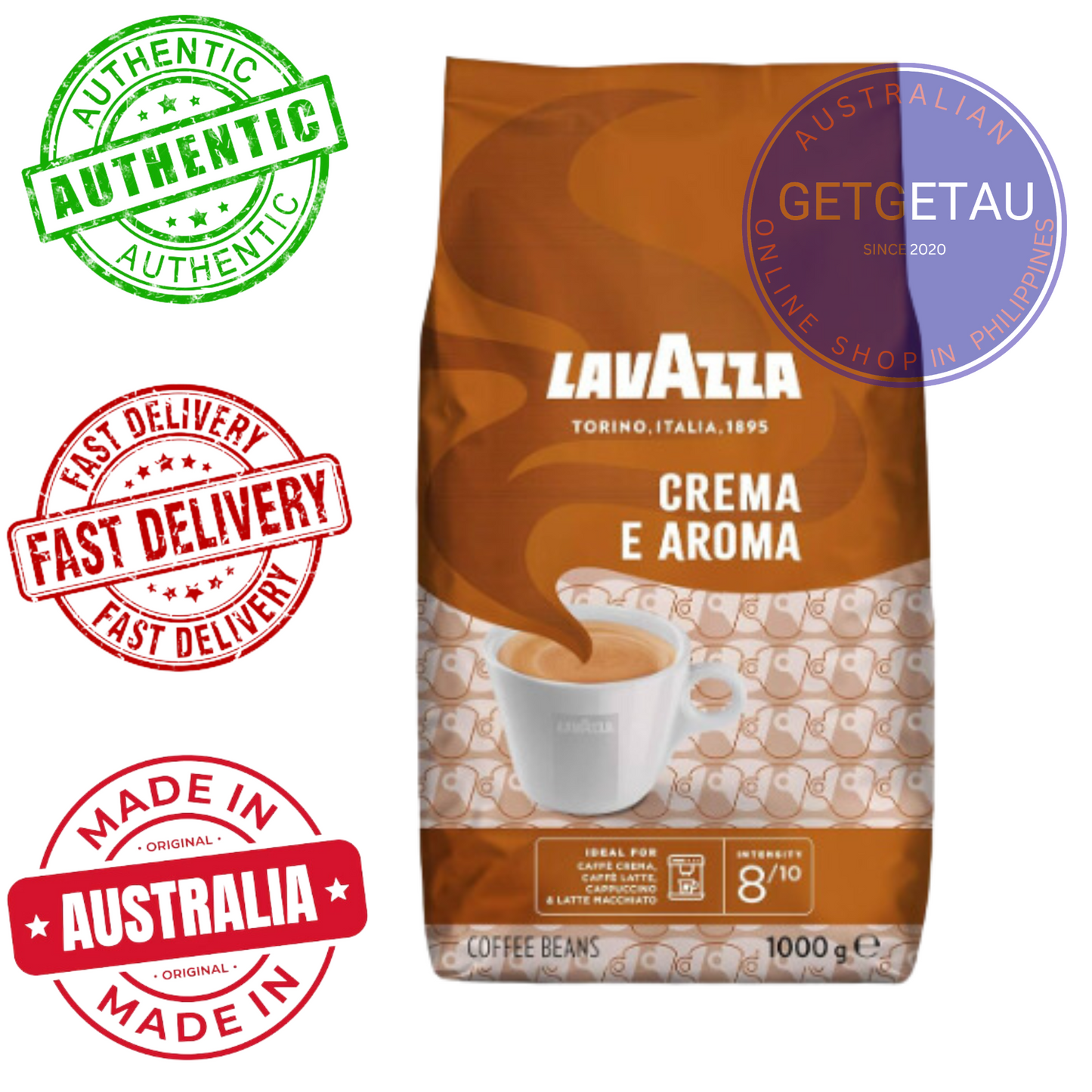 Lavazza Espresso Coffee Beans Caffe Crema Gustoso 1kg