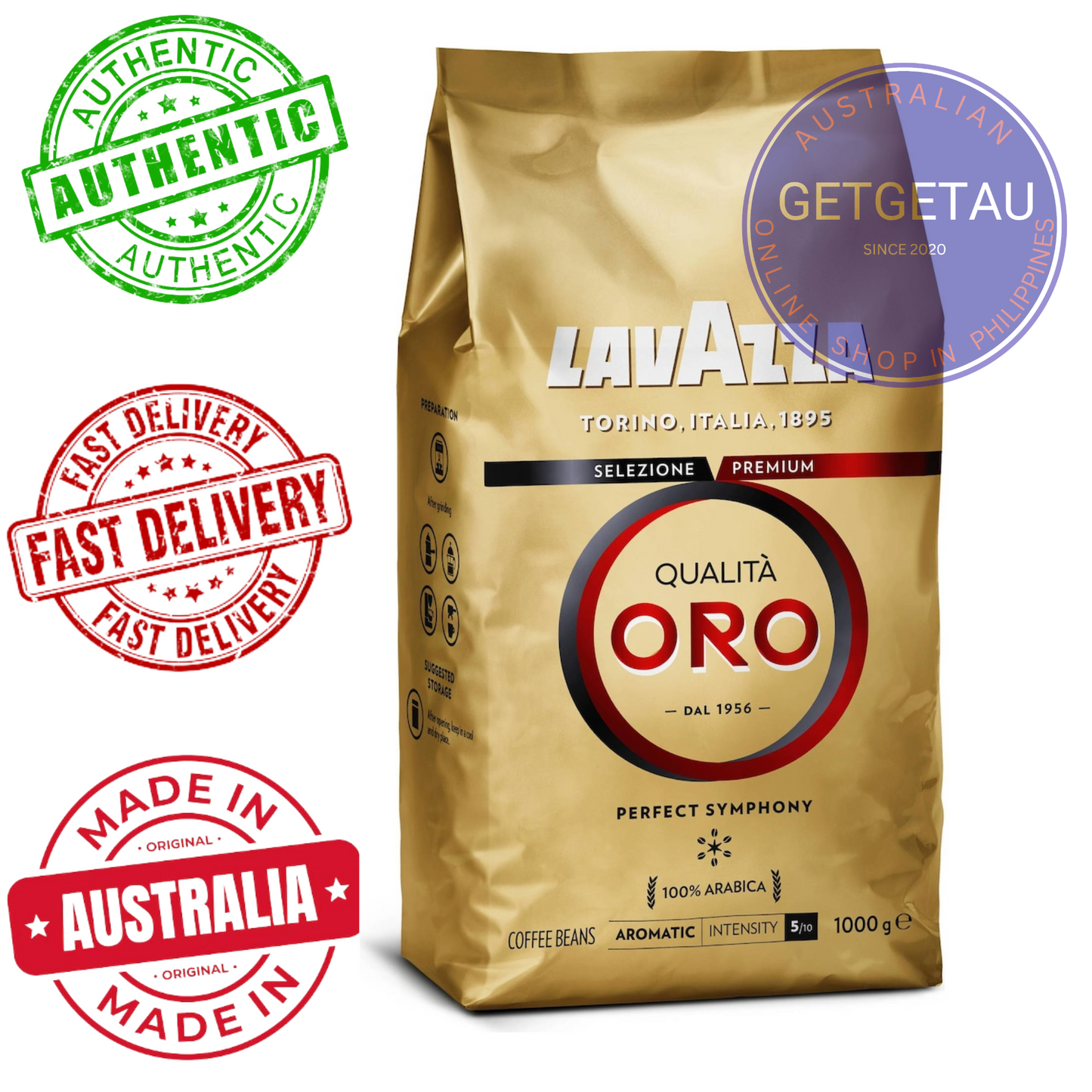 Lavazza Espresso Coffee Beans Qualita Oro 1kg