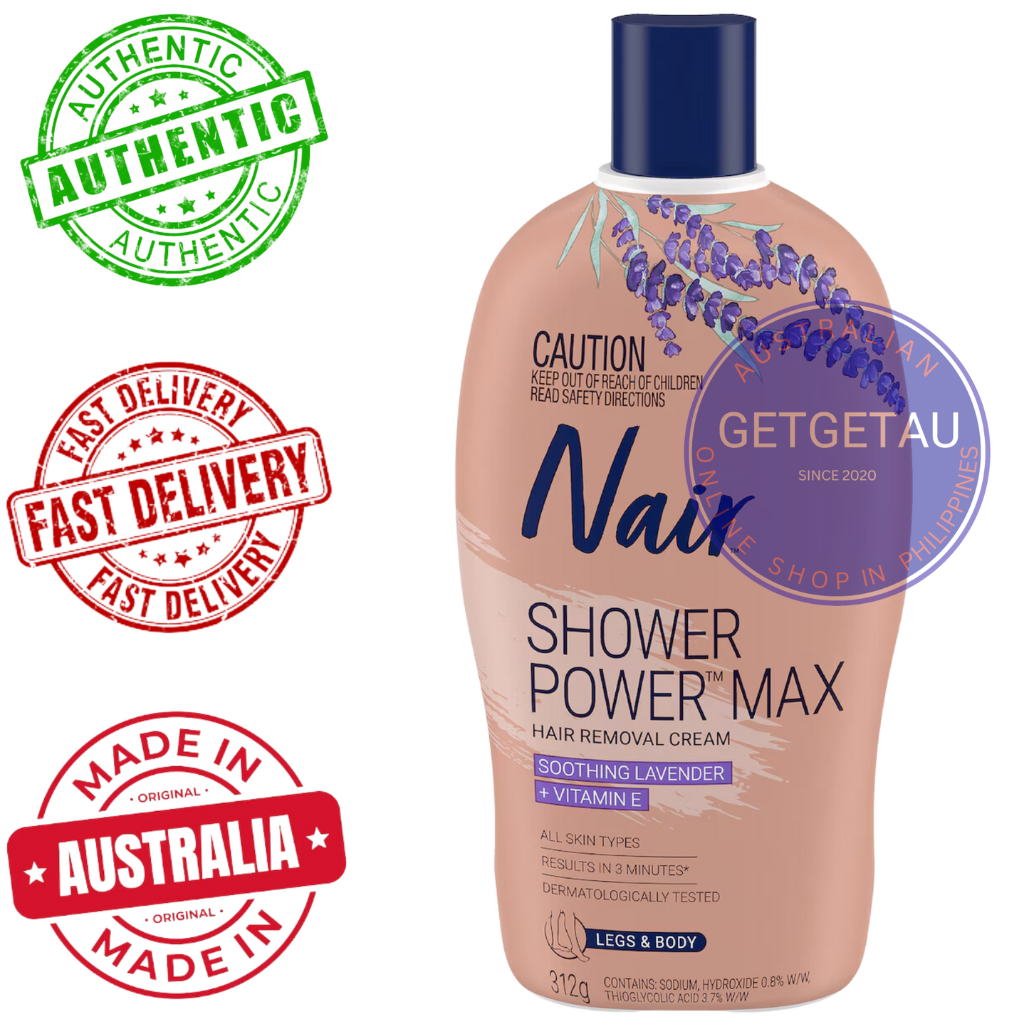 Nair Shower Power Max Hair Removal Cream 312g