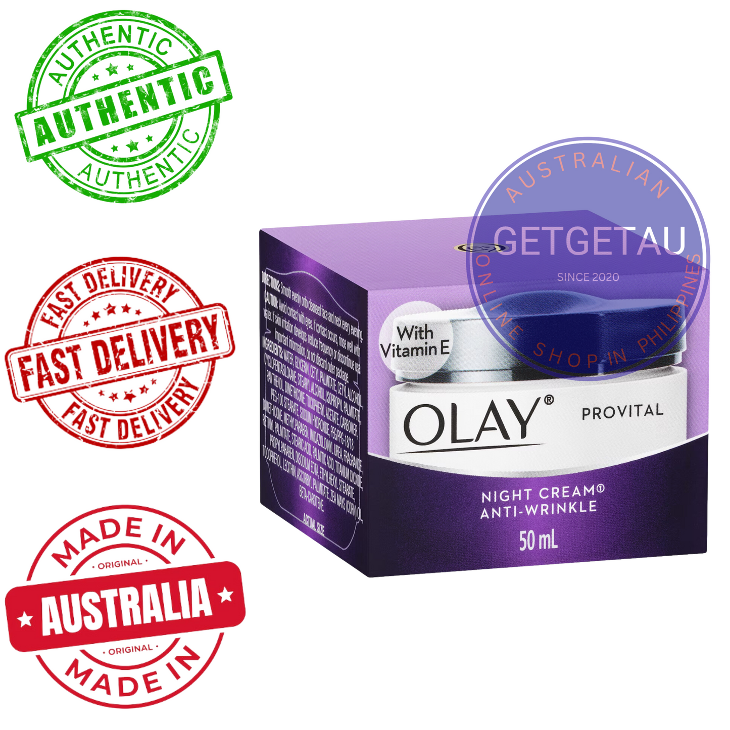 Olay Anti Wrinkle Provital Night Cream For Mature Skin Care 50g