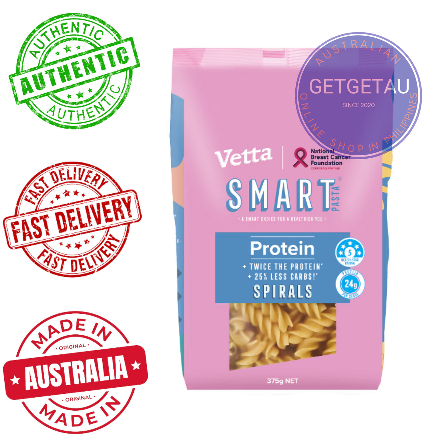 Vetta Protein Pasta 24g Protein 25% less Carbs Spiral