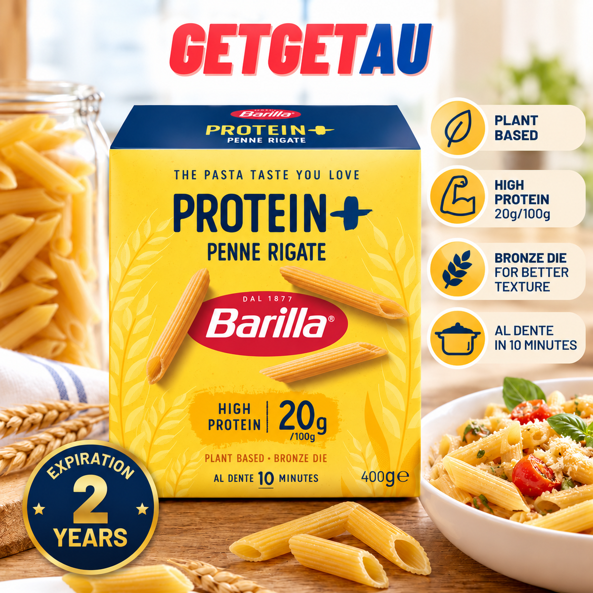 Barilla Protein+ Pasta 400g/411g Penne Rigate Fusilli Spaghetti Plant-Based Protein